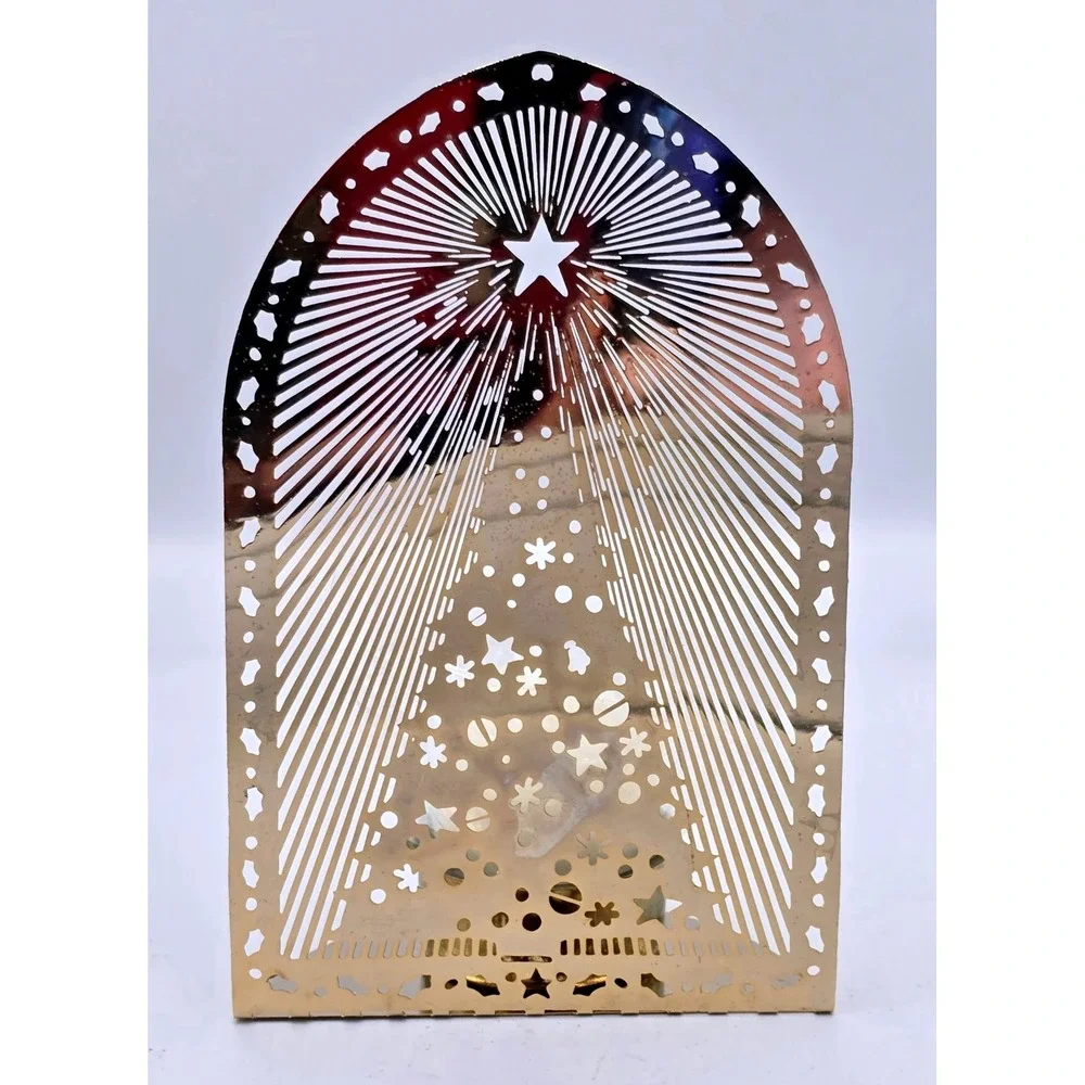 Solid Brass Vintage Yulelite Halo Effect Christmas Tree Tealight‎ Holder